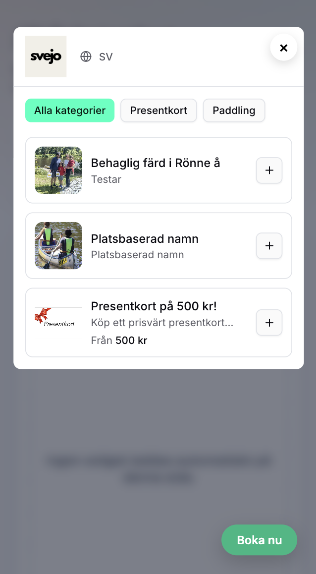 Bokningswidget (mobil)